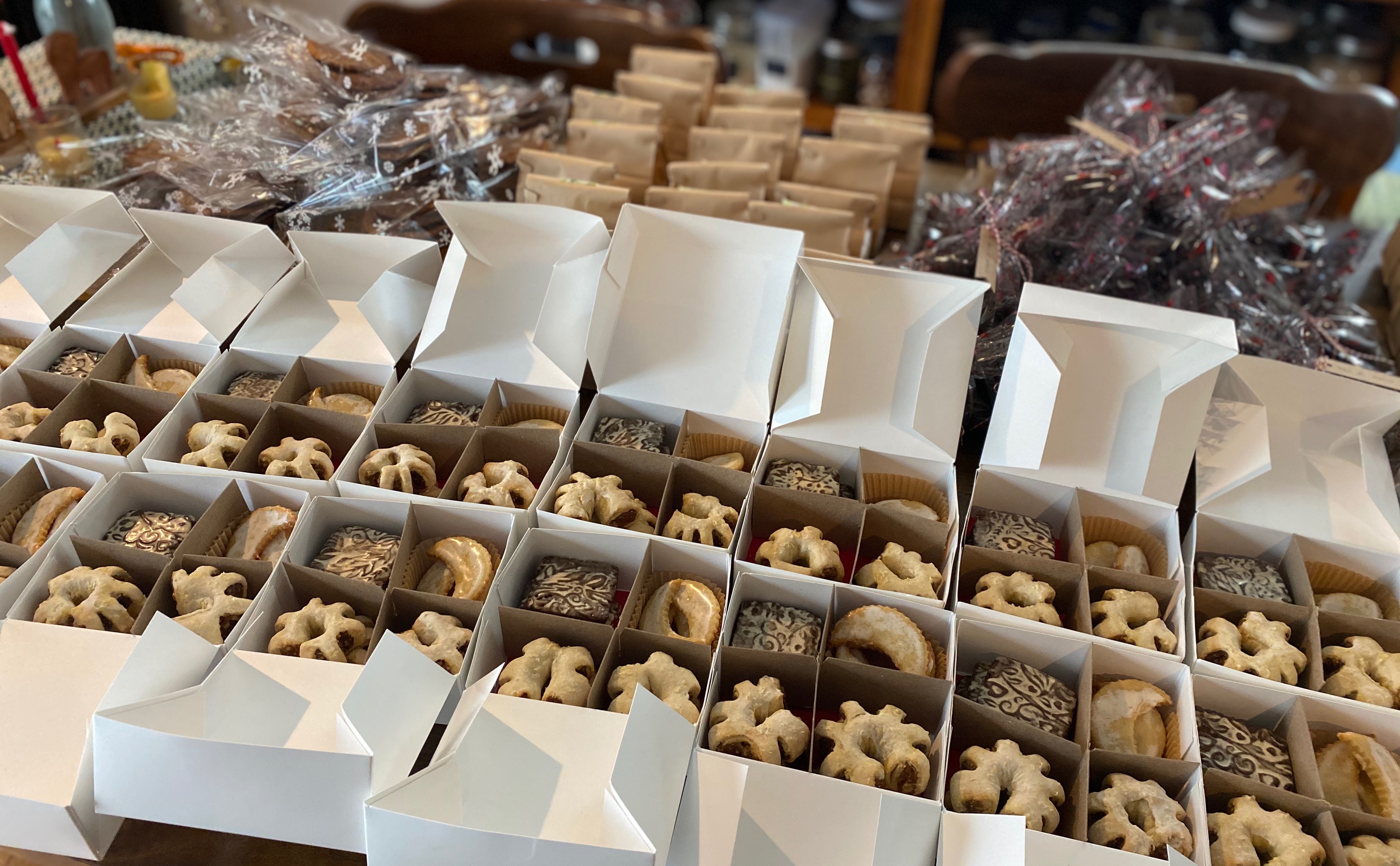 Laura's collection of boxed holiday cookies