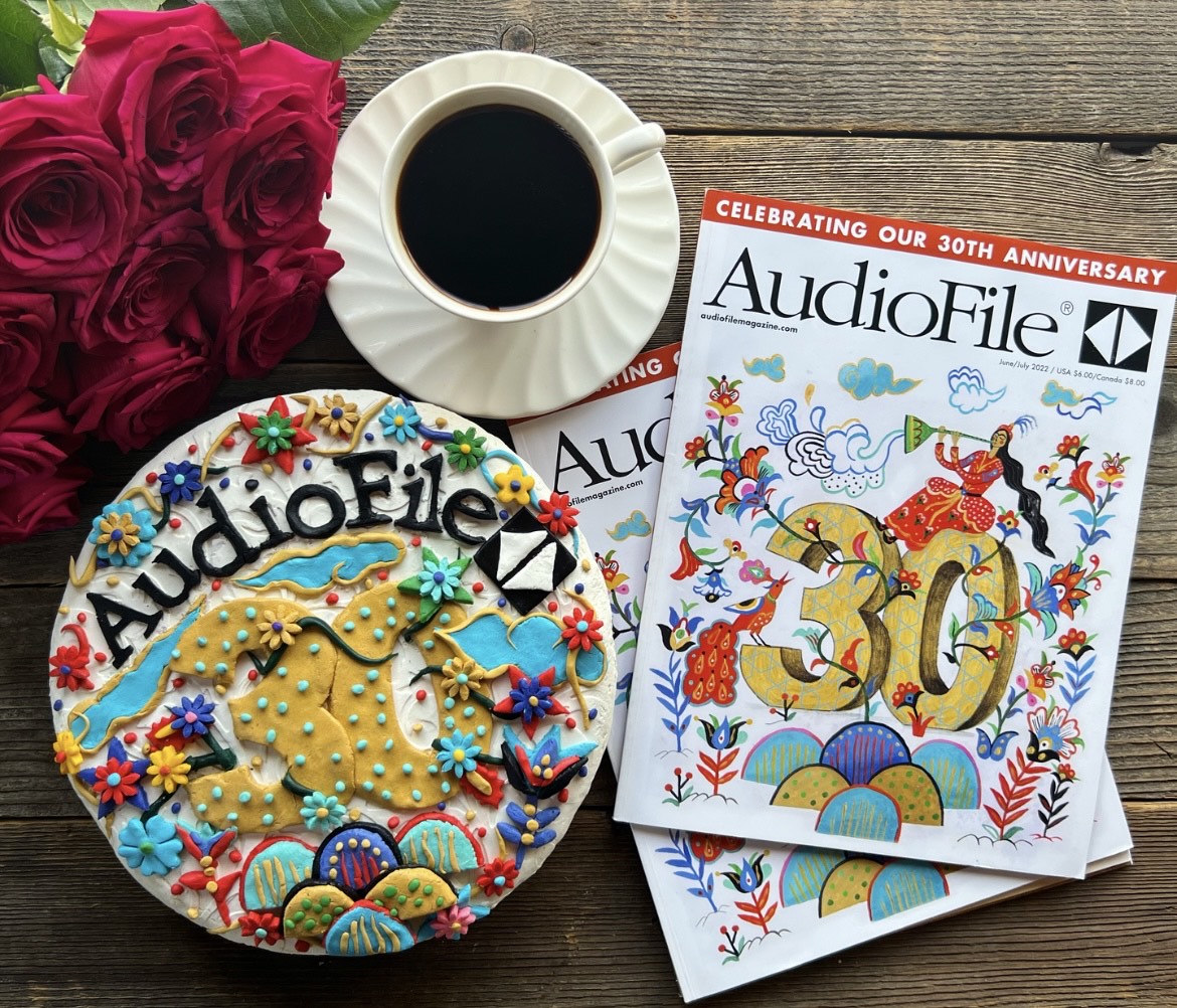 AudioFile's 30th magazine cover on a pie from PieLadyBooks