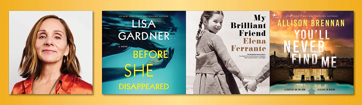 Hillary Huber and three audiobook covers