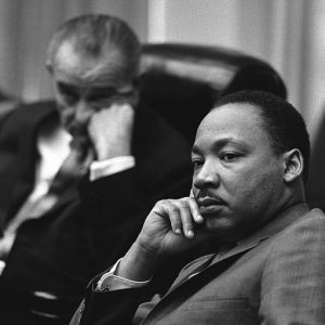 President Lyndon B. Johnson and Rev. Dr. Martin Luther King, Jr. meet at the White House, 1966