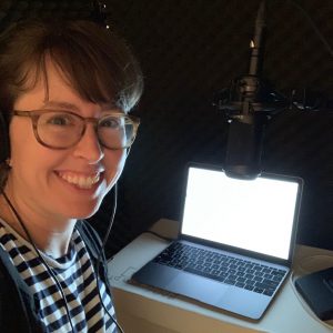 Emily Connelly in the recording booth